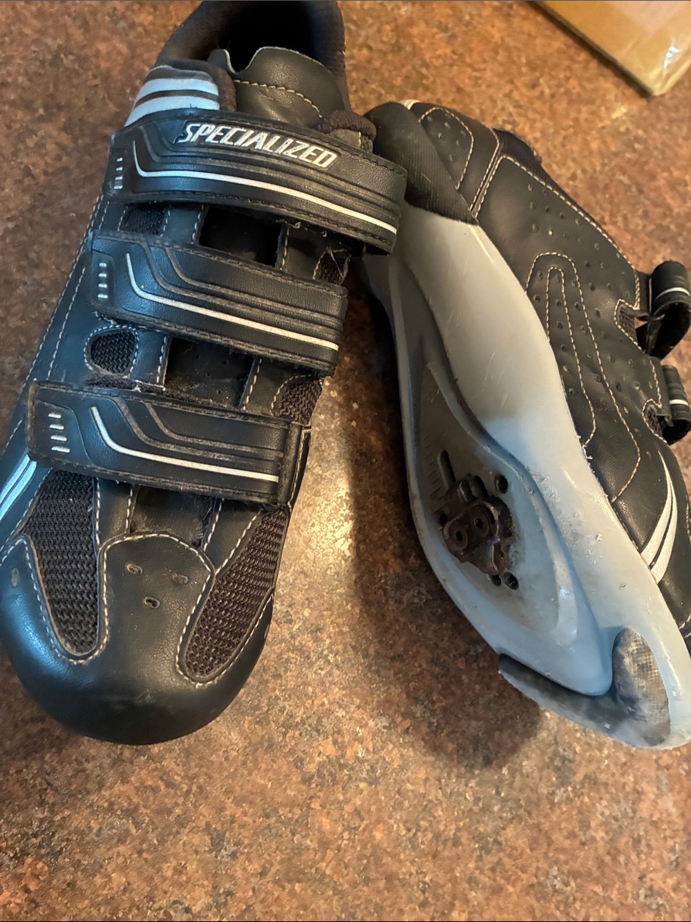 Specialized women Black and White Cycling shoes with Velcro Straps